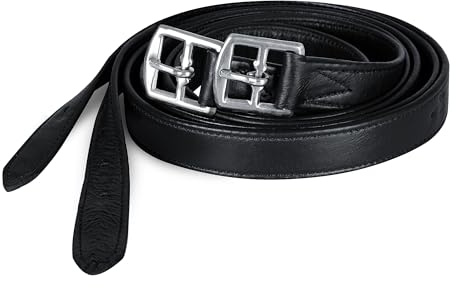 Gallop Shop English Premium Reinforced Leather Stirrup Straps (Black, 52)
