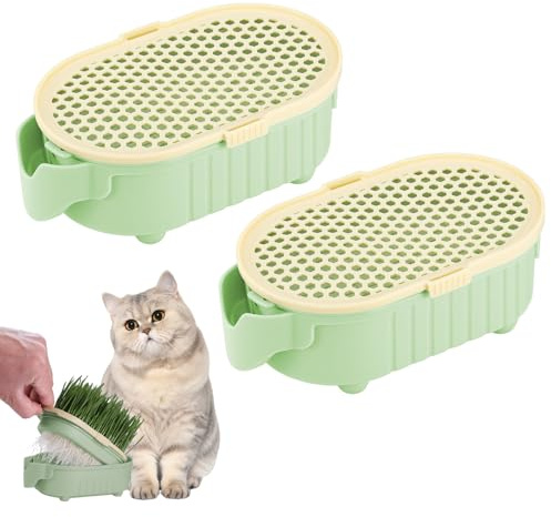 Hejo 2 Piezas Jardinera de Hierba para Gatos, Caja de Hierba para Gatos, Soil-Free Catnip Plant Box for Beginners, Bandejas para Brotes de Semillas de Hierba para Gatos, Macetero de Hierba para Gatos