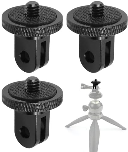 HYFZOD 3 Piezas 1/4 Aluminio Adaptador de Trípode de Cámara, accesorios inst 360 x5, 1/4 Adaptador Giratorio de Rosca, para Trípode de Aluminio de 360°, Compatible con GoPr Sjca y Otras Cámaras de