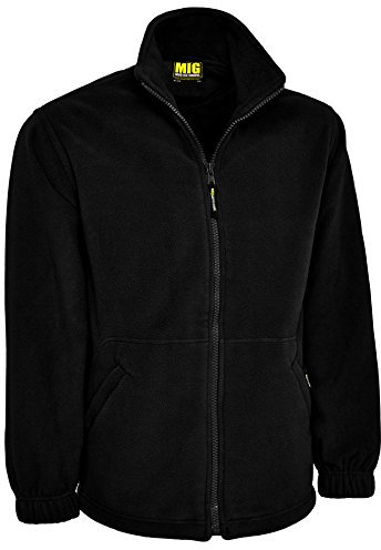 MIG - Mud Ice Gravel Mens Full Zip Classic Fleece Jackets Sizes XS to 4XL Suitable for Work & Leisure (XL - Extra Large, Black)