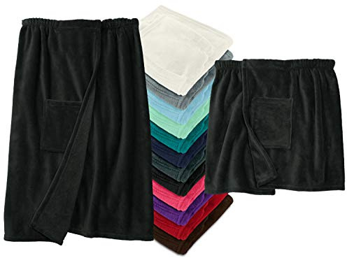 Desconocido, Sauna Kilt con Cierre de Velcro, Certificado Öko-Tex Standard 100, Microfibra de Poliéster Suave y Esponjosa, Negro, Herren L/XL