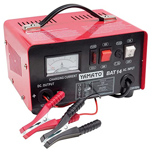YAMATO BAT 14 - Caricabatterie da auto e moto, 12V e 24V, potenza 105W, corrente di carica 0,56A, carica corrente nominale 6A / 3A, peso 4,50 kg.