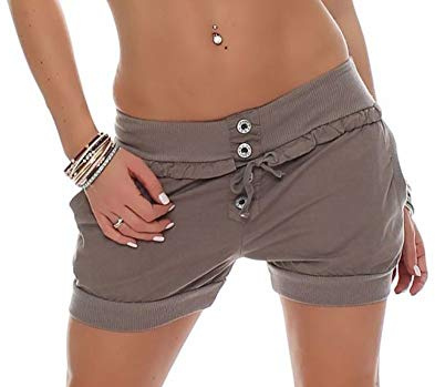 Malito Hotpant klassisk design sommarbyxor shorts 6086 kvinnor, Fango, L