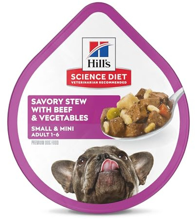 Hill's Science Diet Adult 1-6 Small & Mini Wet Dog Food, Beef & Vegetables, 3.5 oz. Trays, 12-Pack