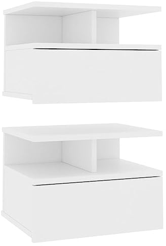 vidaXL Svävande sängbord 2 st vit 40x31x27 cm konstruerat trä