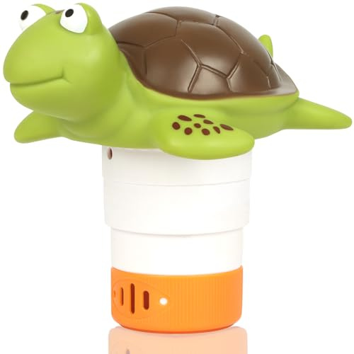 Mini dispensador de cloro flotante solo se adapta a tabletas químicas de 1 pulgada, flotador de cloro de piscina para spa, jacuzzi y piscinas pequeñas (tortuga)