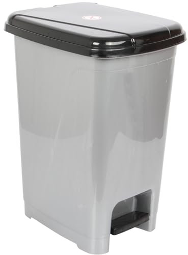 Jolie Max 25L Slim Pedal Bin - Foot Pedal Dustbin, Silver with Black Lid, Space-Saving Design for Efficient Waste Disposal