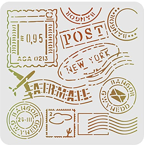 FINGERINSPIRE Postschablone Dekoration Template 30x30cm Kunststoff Post New York Words Schablonen Square Wiederverwendbare Schablonen zum Malen auf Holz, Boden, Wand und Stoff