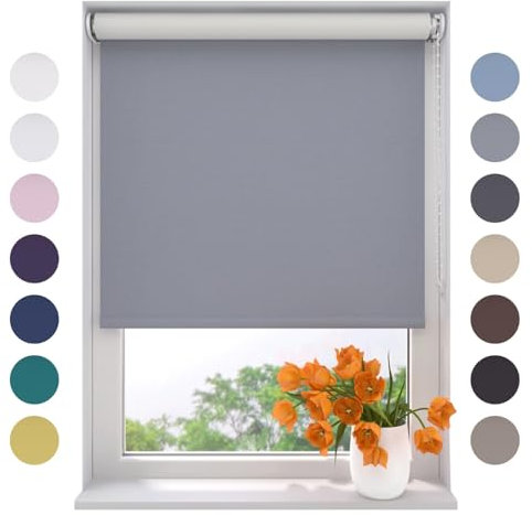 Radeco® Verdunkelungsrollo 240 x 190 cm hellgrau, Größen von 40 bis 240 Breite, ohne Bohren möglich, Rollo wandmontage, Rollo 240 cm breit, Fenster rollos für innen, rollos für Fenster