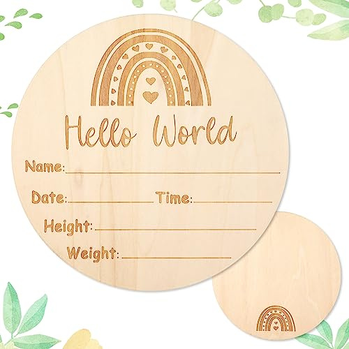 Tarjetas de Hitos Bebe, 15 cm Doble Cara Tarjetas de Bebe Recien Nacido Tarjetas de Meses para Bebe Cartel de Recién Nacido de Hello World para Baby Showers Accesorios para Fotos