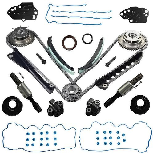 F85Z 6K255-AA Timing Chain Kit W/Cam Phasers VVT Sprocket Fit For Ford F150 F-250 F350 Super Duty Expedition & Lincoln Mark LT Navigator 5.4L V8 Triton 3V 2004-2014,3R2Z-6A257-DA
