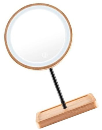 Beavorty LED-Kosmetikspiegel 1Stk Schmink Spiegel mit Licht Kosmetikspiegel mit Beleuchtung LED-Spiegel Tisch Schminkspiegel schwenkbarer Spiegel mit Lichtern Holzspiegel stehender Spiegel