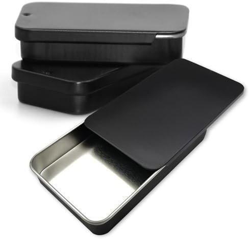 Metalldose Klein Blechdose mit Deckel Kleine Metalldosen Metallbox Schiebedeckel Schwarz Metal Box für Süßigkeiten Geschenke Schmuck 3 Stk