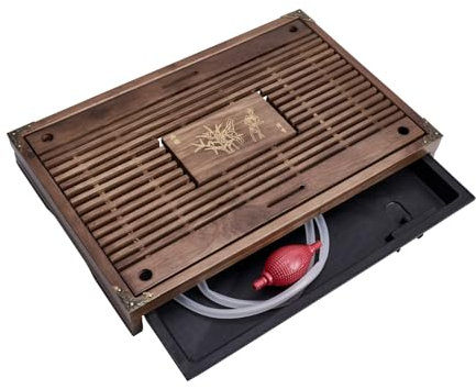 Vassoio da tè cinese Kungfu da 43,2 cm, vassoi da tè in legno con telaio di drenaggio dell'acqua per casa/ufficio, set da tè Kungfu (marrone B)