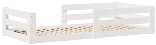vidaXL RETE LETTO SENZA RETE MATERASSO IN LEGNO DI PINO MASSELLO BIANCO 80x190 CON TESTA - IDEALE PER CAMERA DA LETTO