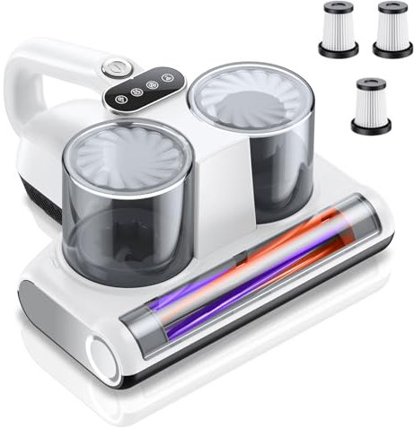 JPHYLL Aspirador de ácaros para Colchones con Luz UV-C de 253,7 NM Aspirador de 16Kpa Dispositivo Limpiador de Colchones con Filtro HEPA Calor Ultrasónico Tecnologías
