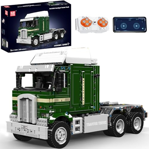 Mould King 13202 Technology Truck Building Blocks with Motor, 2181 Pieces App Remote Controlled Tractor Truck Model Clamping Blocks, Building Block Toy Gift for Adults