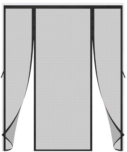 Puerta de malla magnética 230x245cm Negro Cortina de puerta antiinsectos de cierre automático con imanes sin perforación para puerta de entrada dormitorio/balcón