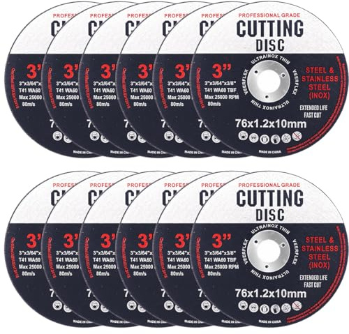 DIFLAX 12 Pezzi Disco da Taglio Metallo e Legno, Disco 76mm, Disco Smerigliatrice Angolare, Dischi Smerigliatrice, Per Metallo e Legno, Resistente, Preciso, Lame Efficiente, Adatto alle Smerigliatrici