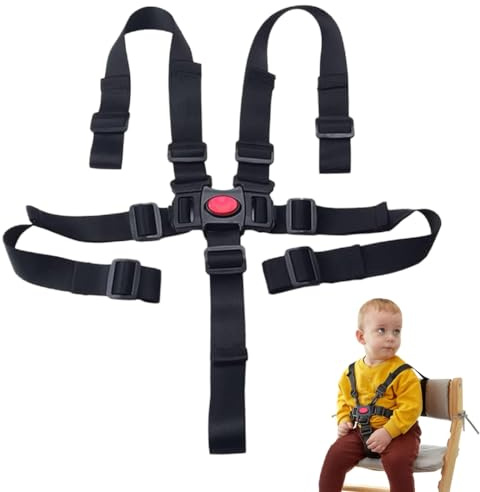 ZENQARI 1 Unidad, Arnés para Silla Alta de Seguridad Universal, Arnés de 5 Puntos Ajustable para Bebé, Correa de Fijación para Asiento de Niño, para Padres Primerizos y Cuidadores