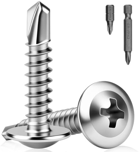 XRXYMQ 160 pezzi Viti per lamiera M4.8 x 25 mm Viti autofilettanti in acciaio inox 410 Viti autofilettanti in acciaio inox Viti autofilettanti in metallo con punta per cacciavite