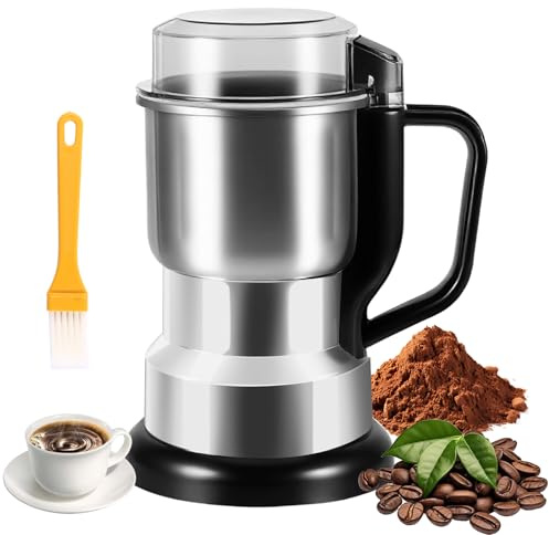 Molino eléctrico de café de 300 W, molinillo eléctrico de acero inoxidable con 8 cuchillas para especias, molinillo portátil de 500 ml para café en grano, especias, granos de pimienta y frutos secos