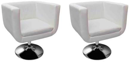 QZZCED Sgabelli da cucina 2 pezzi in pelle artificiale bianca poltrone girevoli moderne con regolazione in altezza e supporto lombare, per soggiorno o ufficio