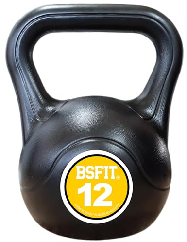 BSFIT Pesa Rusa Kettlebell Fabricada en España, Agarre Ergonómico, Base Estable, Entrenamiento de Fuerza y Fitness, 3 a 14 kg (12 Kg)