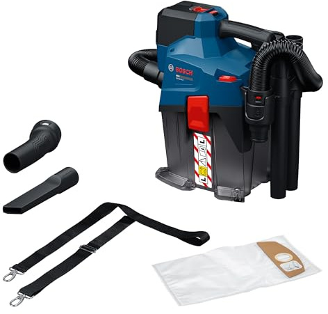 Bosch PRO 18V System Aspirateur sans-fil GAS18V-6LS (avec flexible, tuyau coudé, suceur droit, suceur pour sols, adaptateur PT, tubes, sac non-tissé)