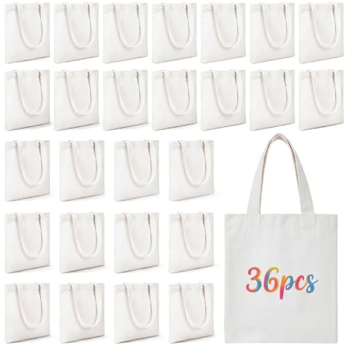 Hestya Mini Canvas Tote Bags Bulk 22 x 20 cm Plain Blank Tote Bags for DIY Craft Sublimation Printing Shopping