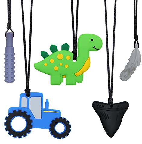 Collana da masticare per ragazzi sensoriali, bambini e adulti, ciondolo in silicone a forma di trattore, gioiello per autismo, dentizione, mordere bisogni di ADHD, assistente motorio orale, robusta