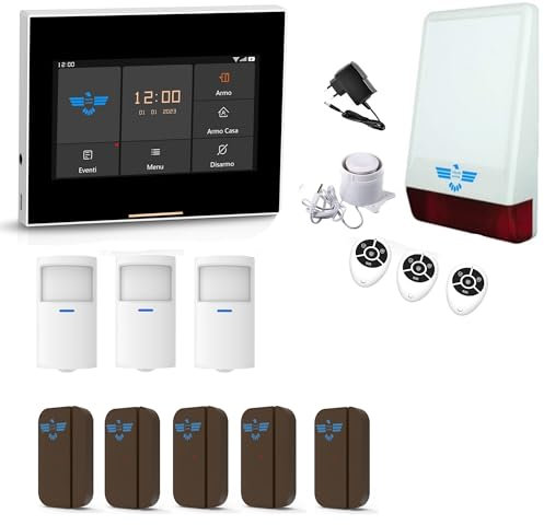 ITALIAN ALARM - Allarme Casa Senza Fili Touch Screen, Antifurto Casa WiFi GSM con APP Gestione Remoto, Sistema Allarme Wireless con Sensori Porte e Finestre. Mod. Micro Touch, Assistenza Italiana