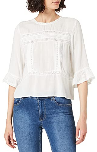 Only Mujer Onlanemone 3/4 Flaired Top Noos Wvn Top,Cloud Dancer,36