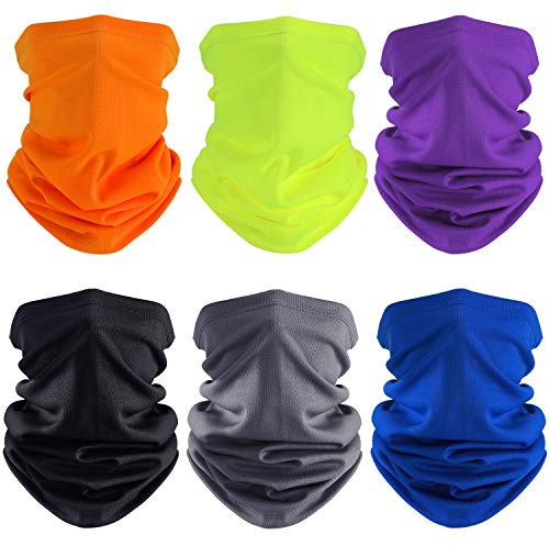 Geyoga 6 Pieces Summer UV Protection Cooling Neck Gaiter Face Clothing Neck Gaiter Mask Scarf Sunscreen Breathable Bandana(Delicate Colors)