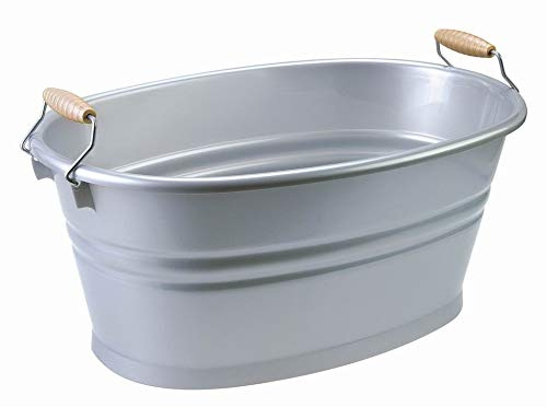 Bacinella secchio nostalgia ovale in plastica Argento 28 litri