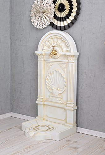 Fuente Casa de Campo Fuente Ornamental Renacimiento Estilo Metal Fuente Blanco con Grifo Pozo Jardín LTA307 Palazzo Exclusivo