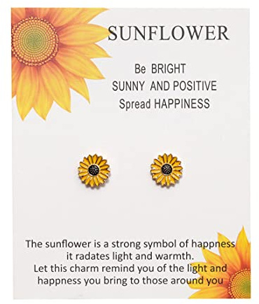 Carufin Collar y Pendientes Girasol Flor Sol Colgante Clavícula Cadena Collares Accesorios Joyería para Mujeres y Niñas (Pendientes Girasol)