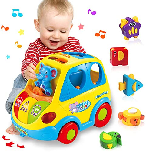 Baby Spielzeug ab 1 Jahr Mädchen Junge Form Sortieren Bus Babyspielzeug ab 12 18 Monate Kinderspielzeug ab 2 3 Jahre Kinder, Geschenk Tiergeräusche/Musik Auto für Kleinkind