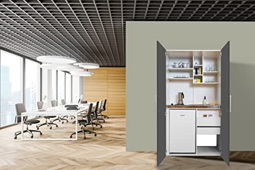 respekta Cucina per ufficio, mini cucina singola, bianco, grigio, 104 cm