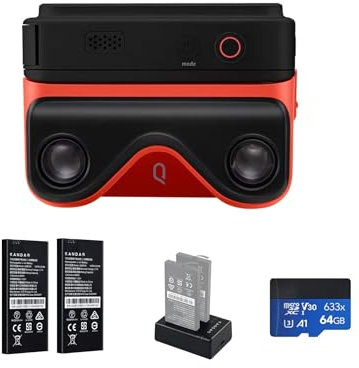 KanDao 3D-Kamera, 3D Sofortbild-Digitalkamera, 180 Grad stereoskopische Kamera, 3D-Videokamera für VR-Gerät mit 2,54-Zoll-Touchscreen, QooCam EGO, Schwarz, Reise-Kit