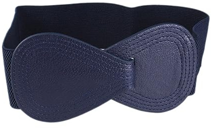 Whakano Cintura in vita da donna, elastica con fiocco, stile retrò, ampia cintura elastica a vita per cappotto, vestito, giacca a vento, blu scuro