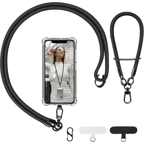 flintronic 2PC Handykette Universal, Verstellbar Handy Lanyard, Umhänge-Handyband, mit Handschlaufe/2 Patches, Kompatibel mit den Meisten Handyhüllen