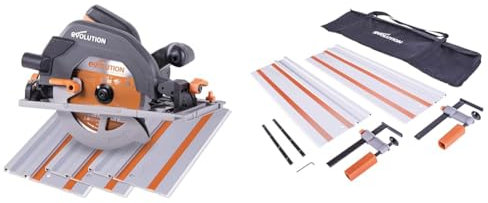 Evolution Power Tools - Scie Circulaire Multi-Matériaux Compatible avec un Guide R185CCSX & Power Tools - Guide pour Scie Circulaire ST1400, Compatible avec Makita, Bosch, Festool