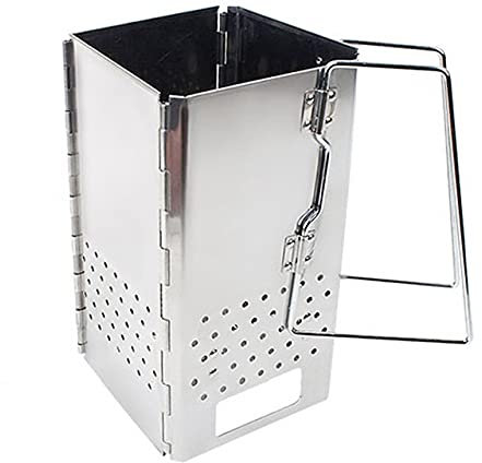 ZHCHAO Portable Stainless Steel Charcoal Starter BBQ Grill Foldable Chimney Starter Barbecue Grill for Outdoor