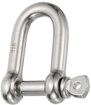 PATIKIL Screw Pin Shackle 10mm 3/8 1100lb, 316 Stainless Steel Forged D Shackle Marine Grade for Chains Wire Rope Outdoor, Silver