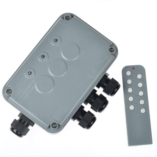 NineLeaf 1 Pack IP66 3G 3 Gang Outdoor Remote Control Wireless Switch Box Wireless Light Switch Box Kit IP66 Outdoor Remote Switch - 3 Gang Universal Type