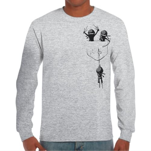 the Fan Tee Camiseta de Adulto de Manga Larga de Hombre Divertidas Bolsillo Gracioso y Divertido, Humor, Terror, Risas, Video Juegos, Anime, Caricaturas Ninjas 005 4XL