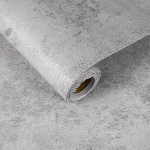 sourcing map Carta da parati in calcestruzzo, 40 x 1000 cm, carta da parati in cemento industriale in vinile, opaca, ruvida, per cucina, piano di lavoro, armadio, bagno, grigio bianco