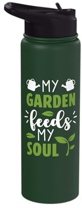Cute My Garden Feeds My Soul Gardening Plant Lover Gardener Stainless Steel Insulated Water Bottle