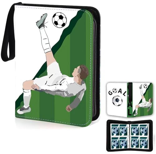 BIVYAX 1 Album da Collezione Calcio con 4 Scomparti, Raccoglitore per 400 Card, album figurine calcio Ideale per Collezionare e Scambiare, Regalo di Calcio Perfetto per Ragazzi 6-12 Anni
